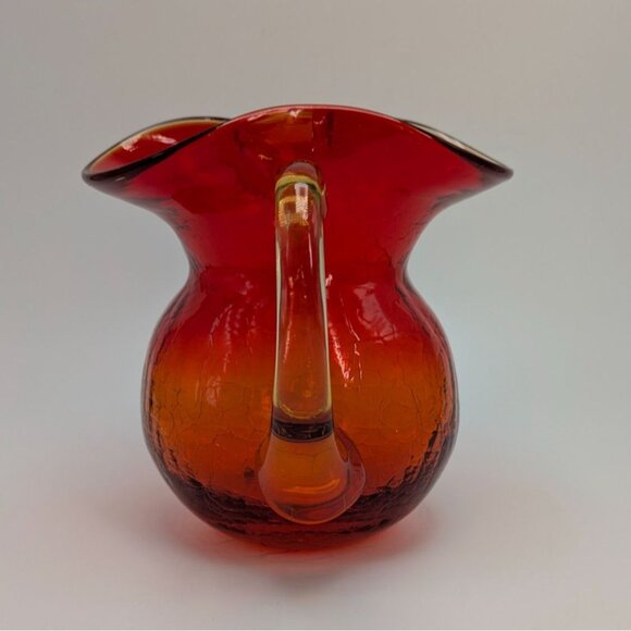Rainbow Glass Hand Blown Amberina Creamer Pitcher Crackle Vintage Collectible - Picture 5 of 16